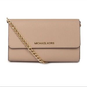 Michael Kors Beige Crossbody Bag with Gold Chain
